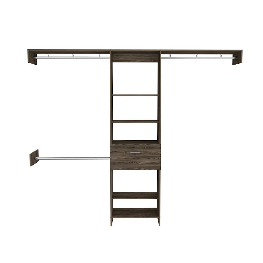 1-Drawer 4-Shelf Closet System Dark Walnut. Picture 2