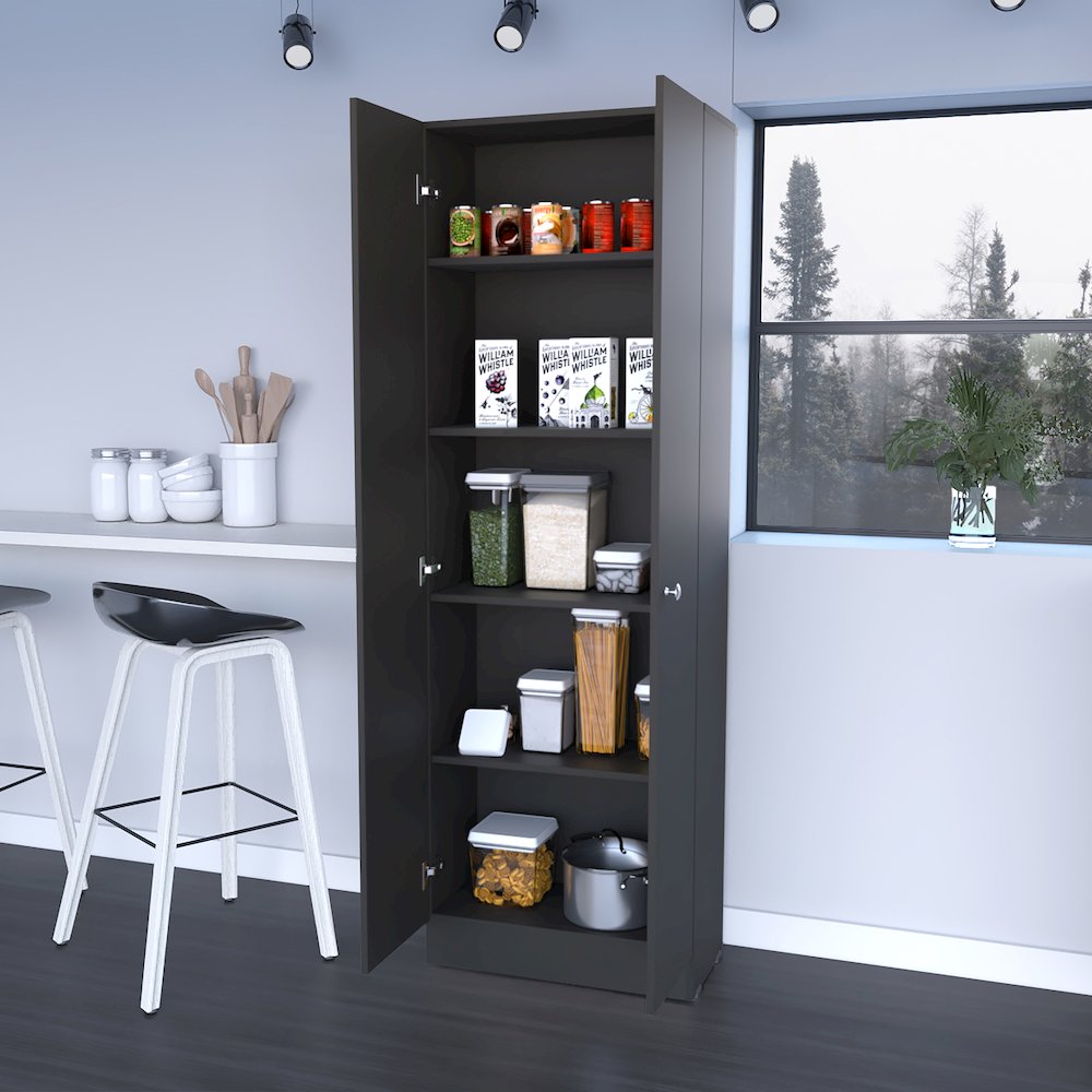 Rectangle 2-Door Storage Tall Cabinet Black Wengue. Picture 5