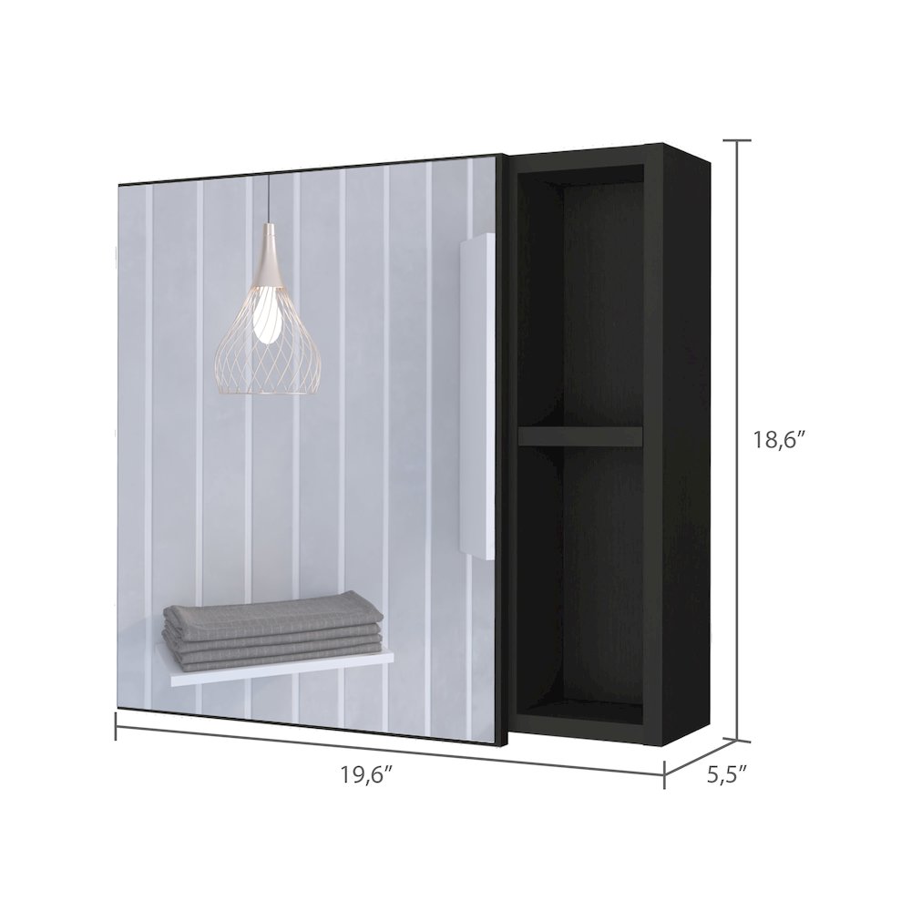 2-Shelf Medicine Cabinet with Mirror Black Wengue. Picture 3