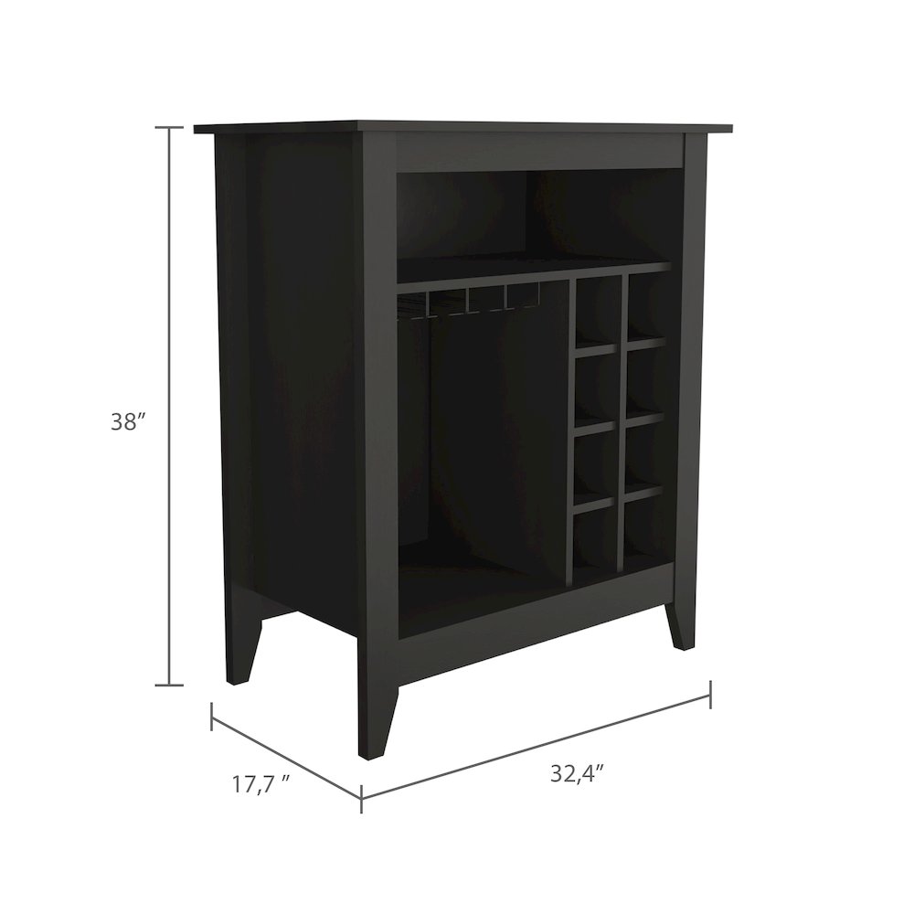 6-Bottle 1-Drawer 1-Shelf Bar Cabinet Black Wengue. Picture 3