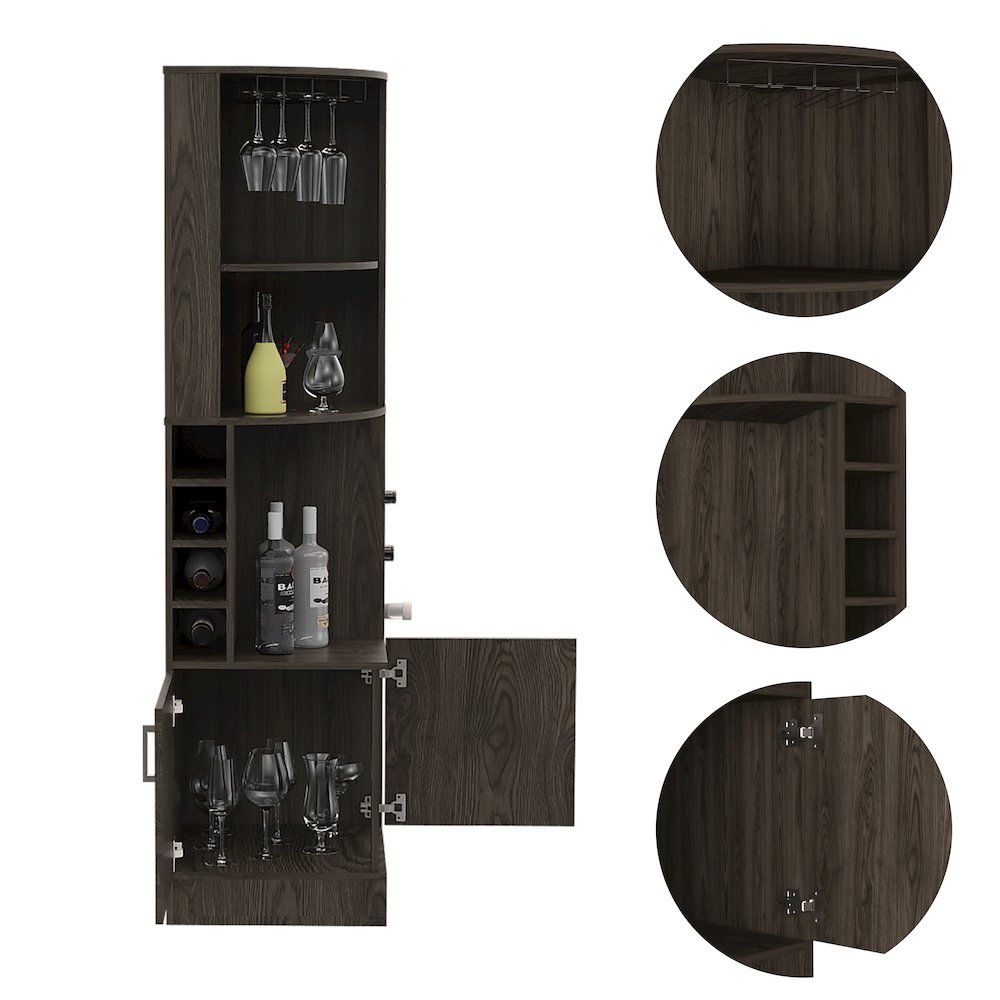 8-Bottle 2-Shelf Bar Cabinet Dark Walnut. Picture 1