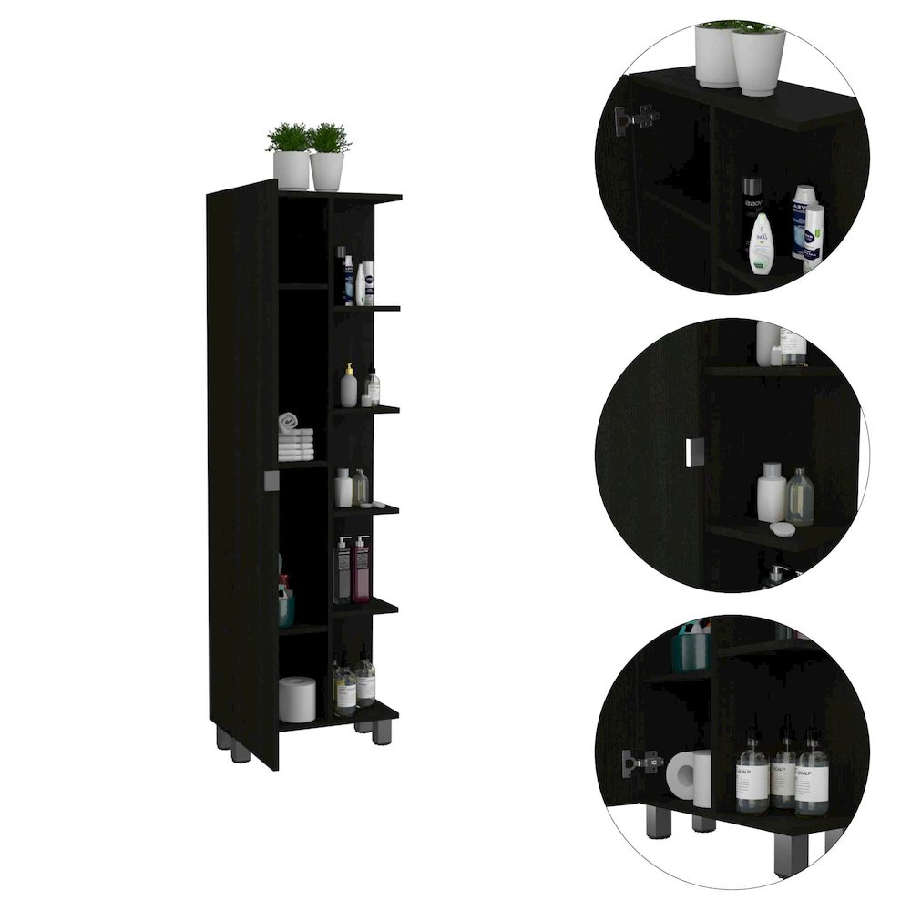 5-Shelf Tall Cabinet Black Wengue. Picture 1