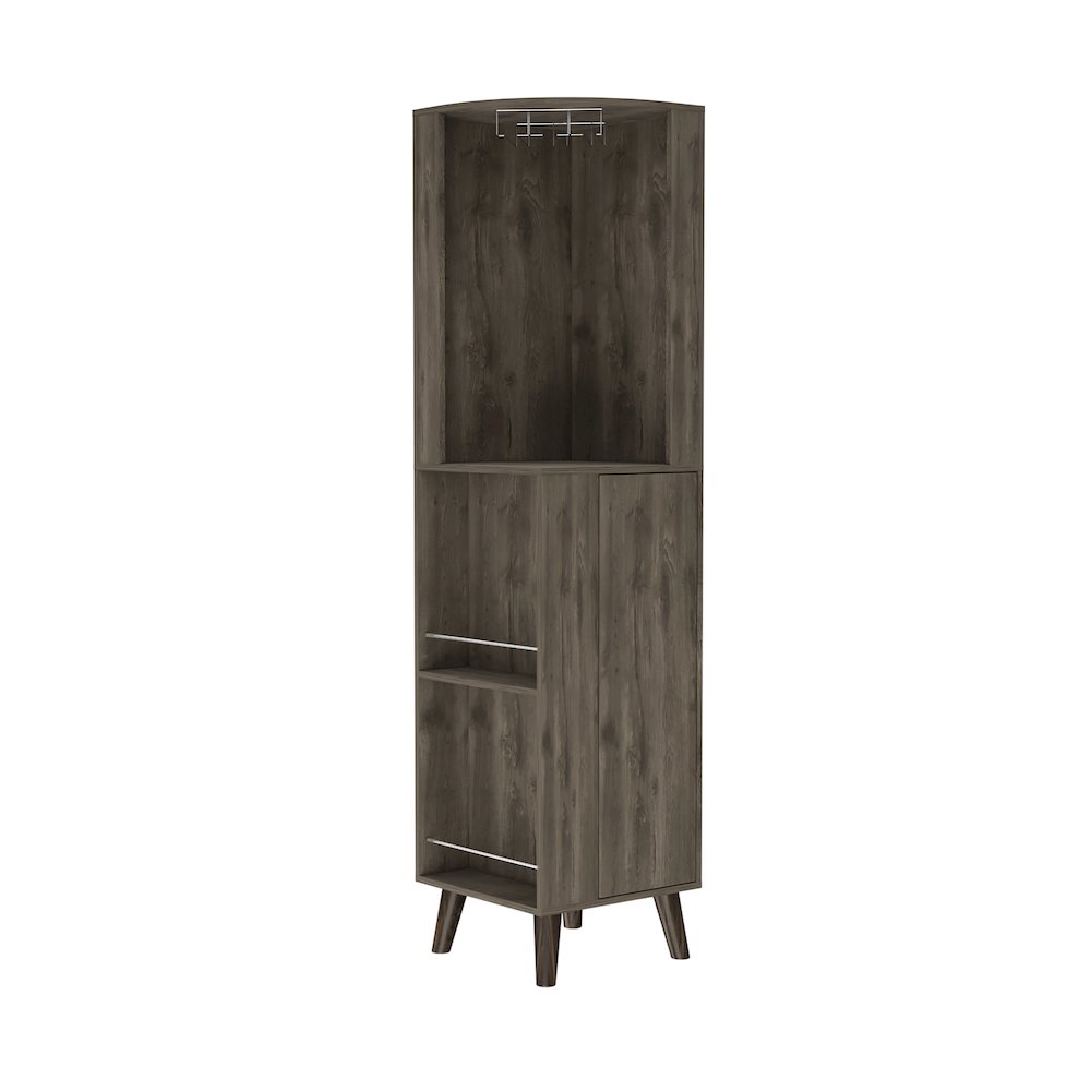 1-Drawer 2-Shelf Corner Bar Cabinet Dark Brown. Picture 2