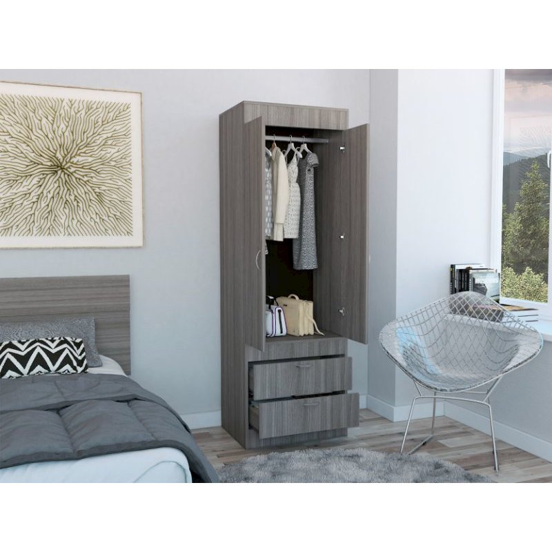 2-Drawer Armoire Light Gray. Picture 2