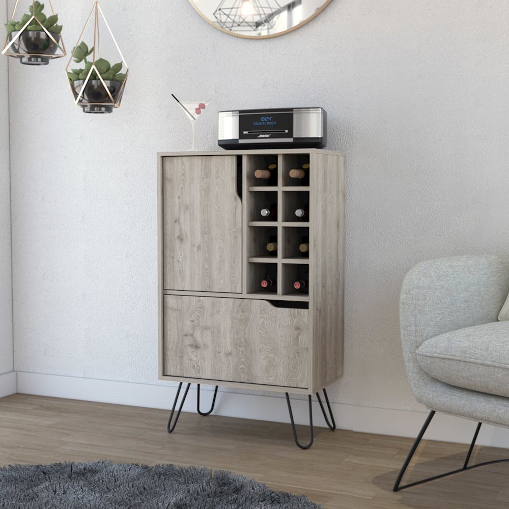 8-Bottle Rectangle Bar Cabinet White. Picture 4
