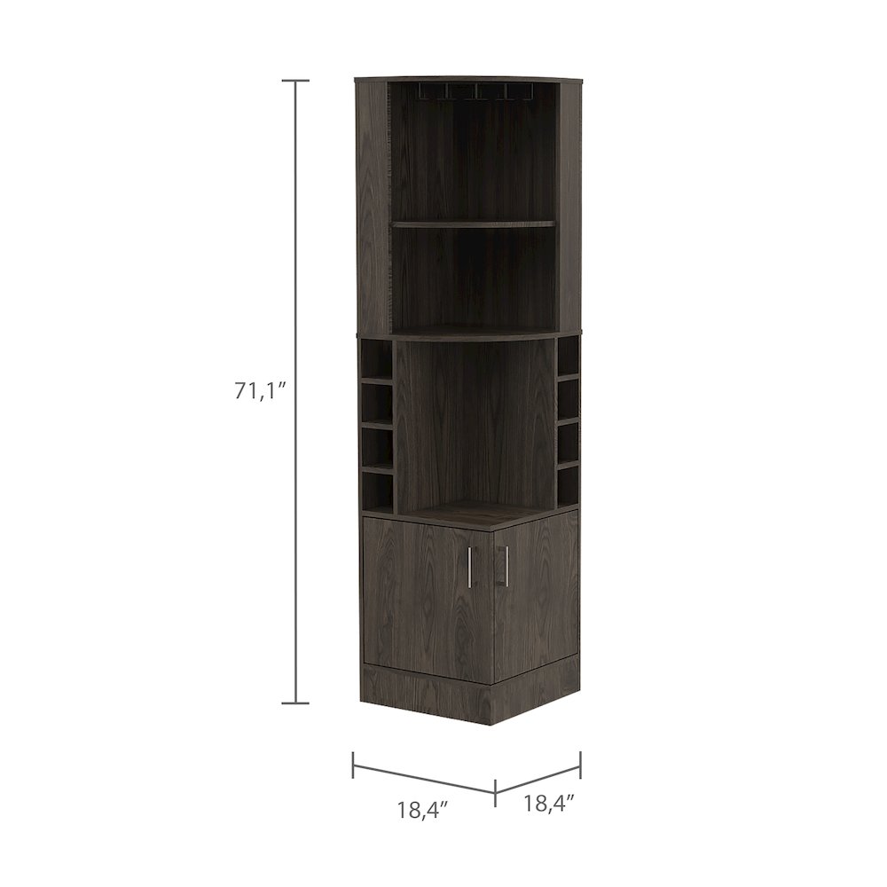 8-Bottle 2-Shelf Bar Cabinet Dark Walnut. Picture 2