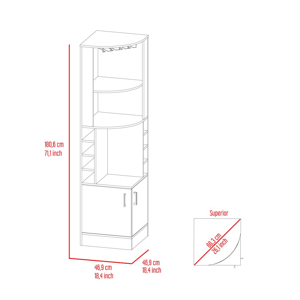 8-Bottle 2-Shelf Bar Cabinet White. Picture 6