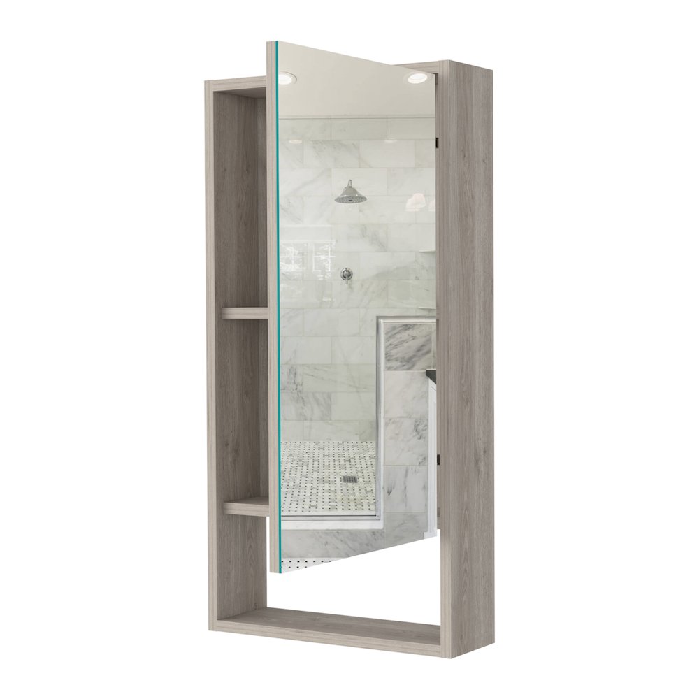 Rectangle Medicine Cabinet with Mirror Light Grey. Picture 2