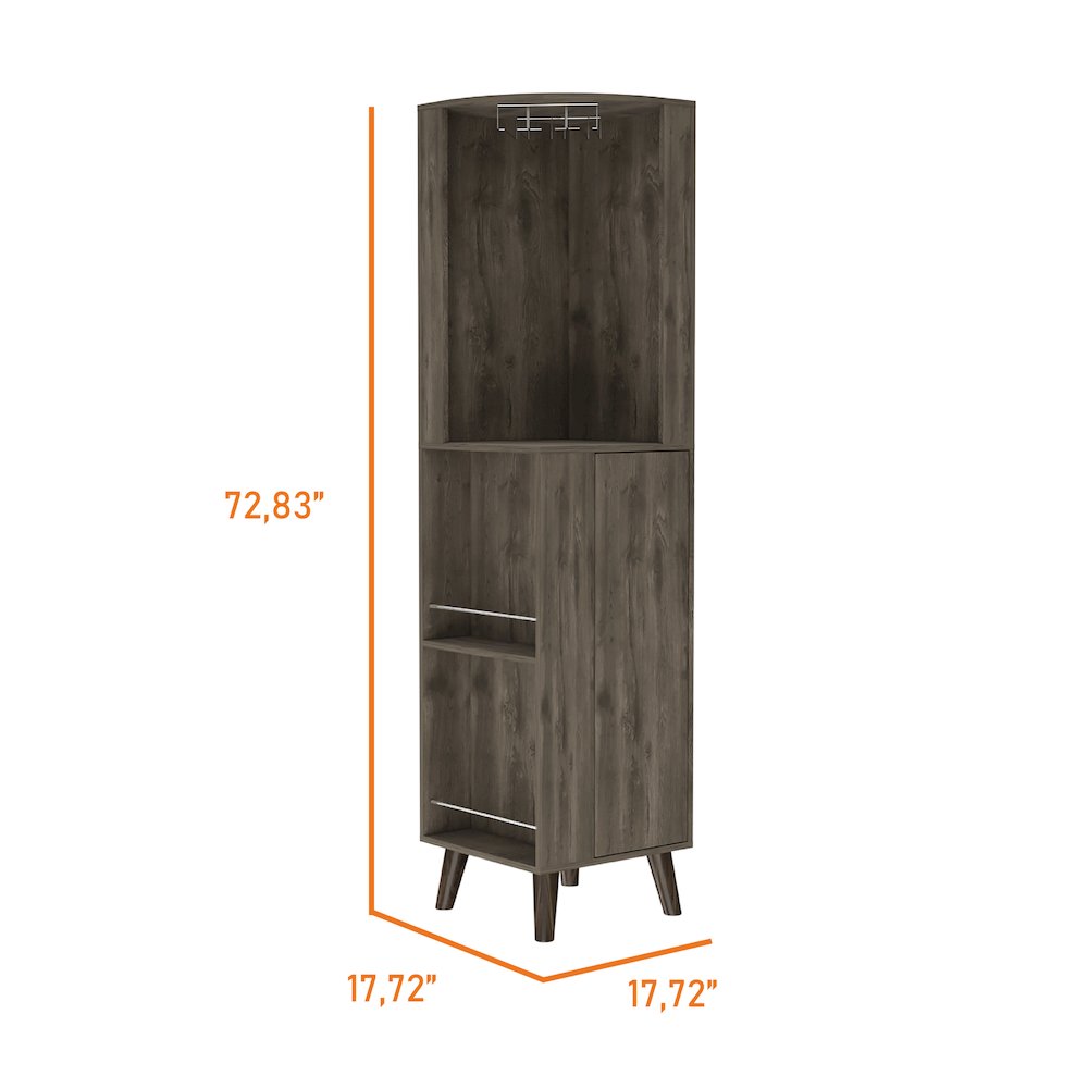 1-Drawer 2-Shelf Corner Bar Cabinet Dark Brown. Picture 3