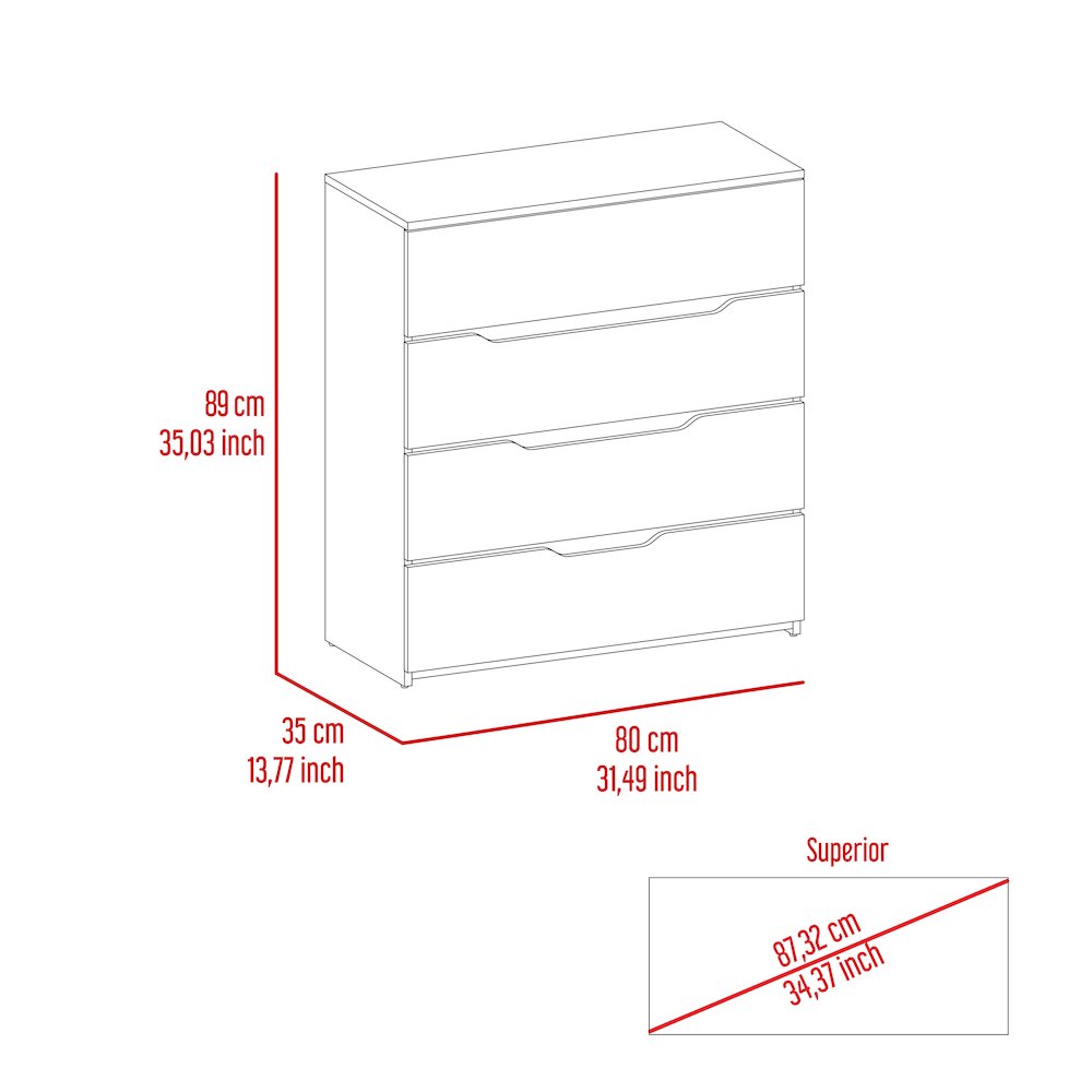 4-Drawer Dresser White and Light Oak. Picture 6