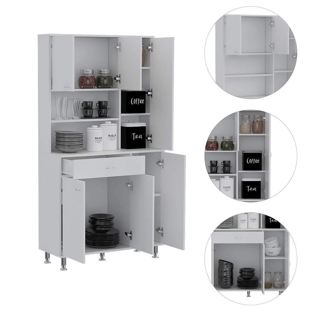 1-Shelf 1-Drawer Pantry Cabinet White. Picture 1