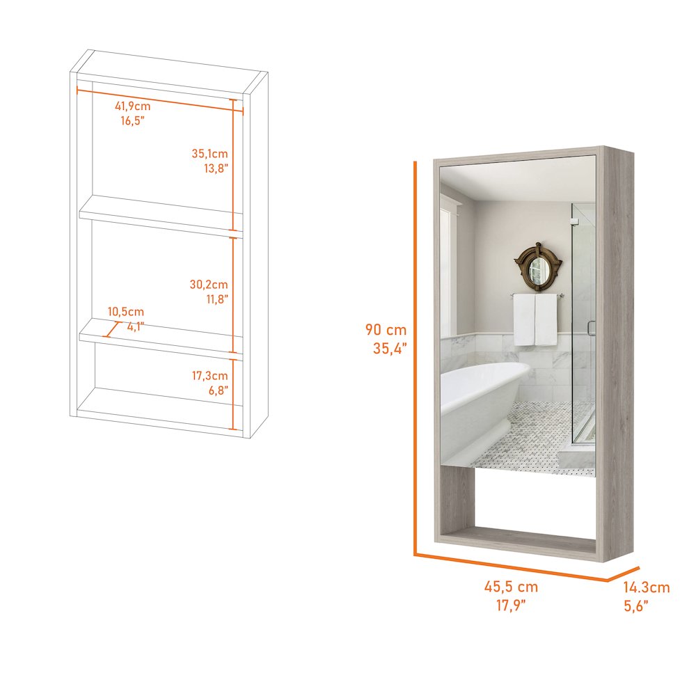 Rectangle Medicine Cabinet with Mirror Light Grey. Picture 6