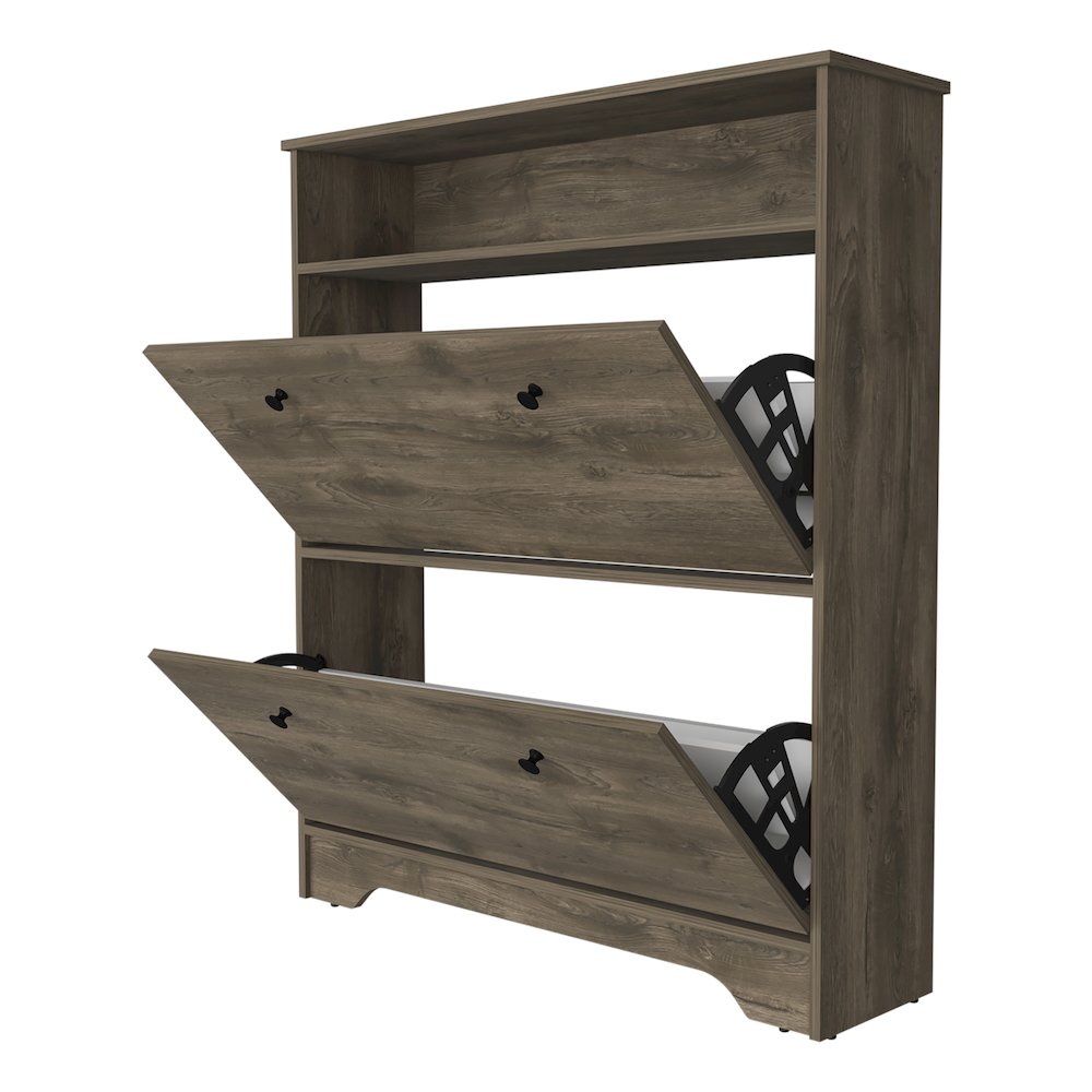 2-Shelf Shoe Rack Dark Brown. Picture 3