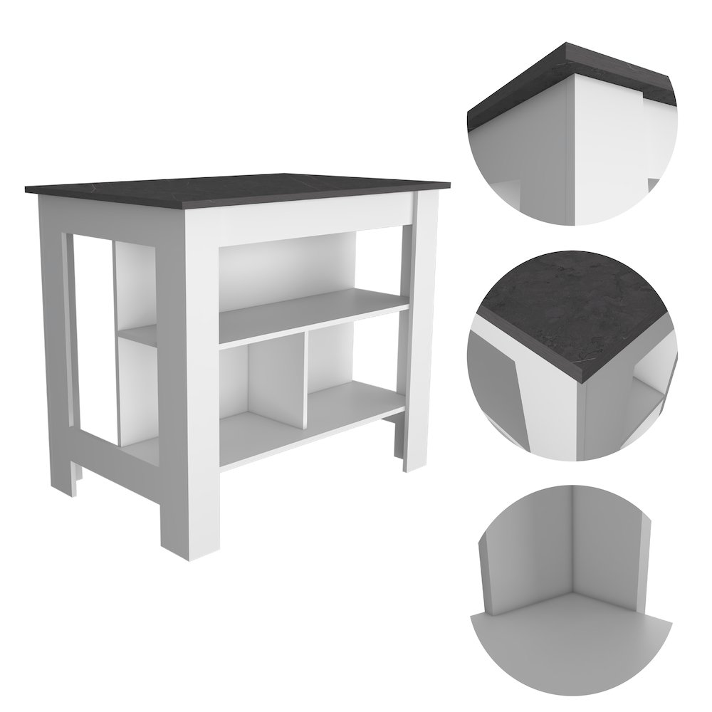 3-Shelf Kitchen Island White and Onix. Picture 5