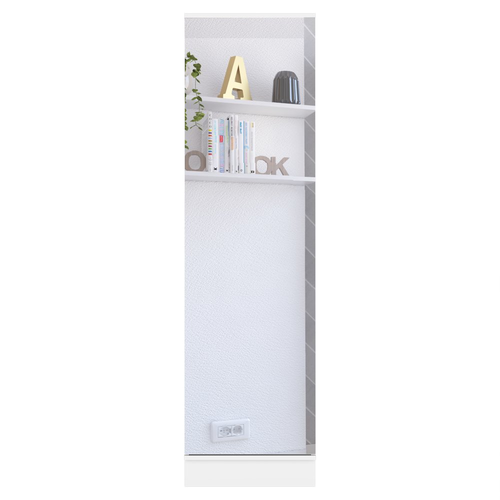 Rectangle Tall Shoe Cabinet with Mirror White. Picture 1