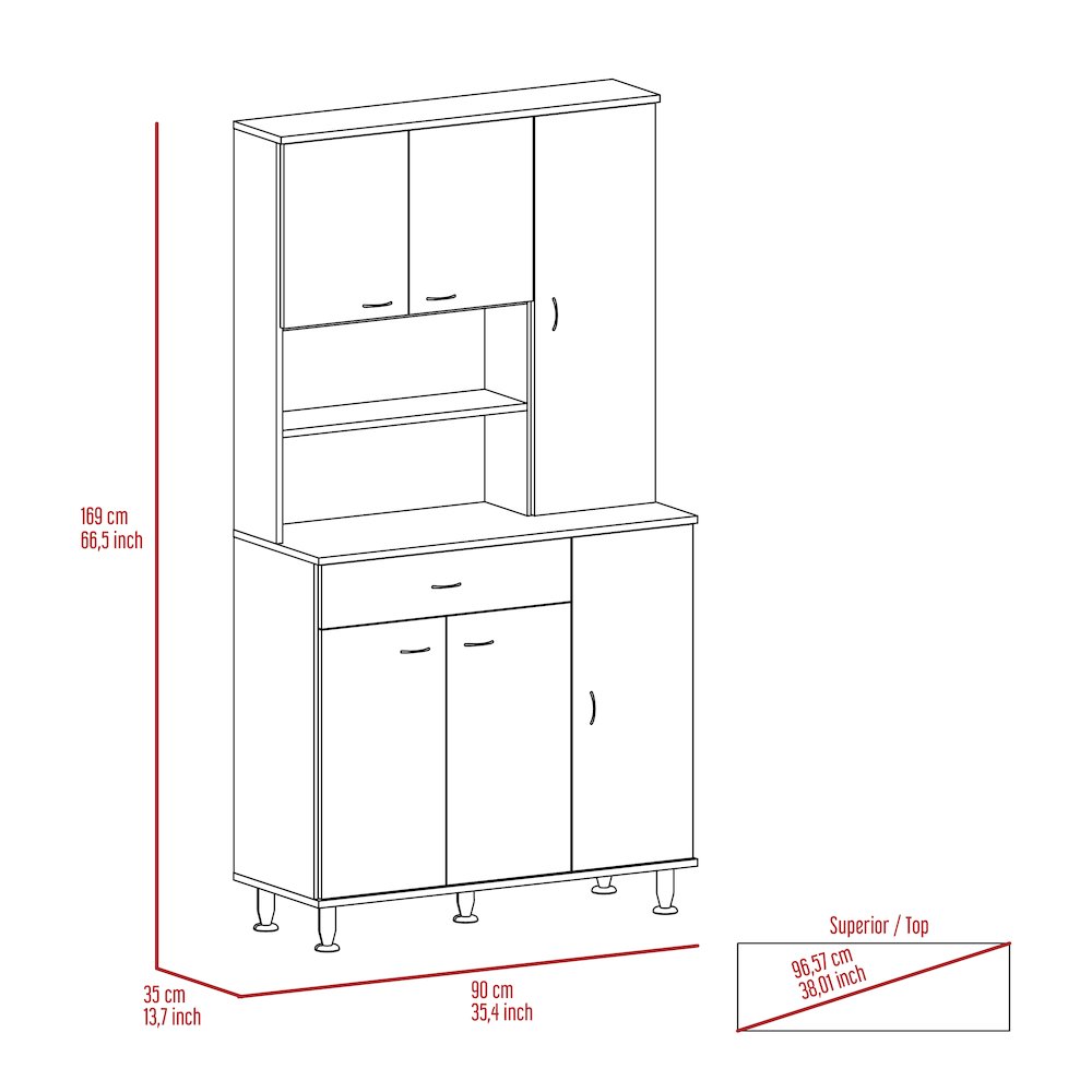 1-Shelf 1-Drawer Pantry Cabinet White. Picture 6