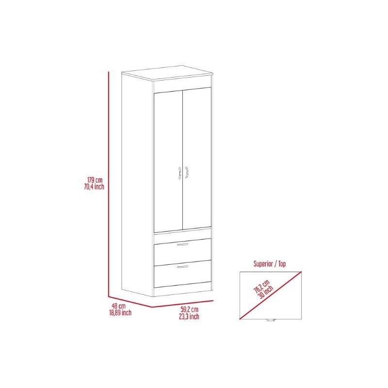 2-Drawer Armoire Light Gray. Picture 3