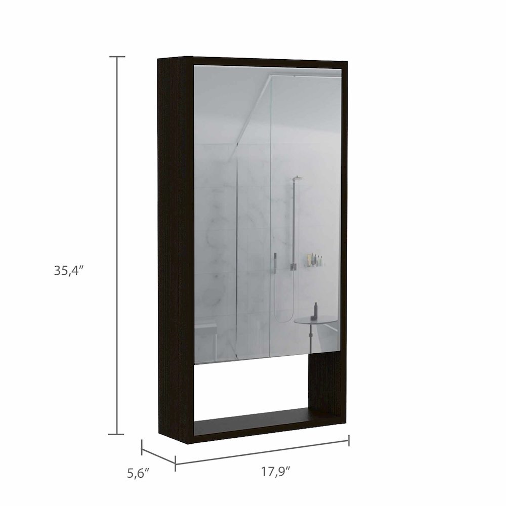 Rectangle Medicine Cabinet with Mirror Black Wengue. Picture 3