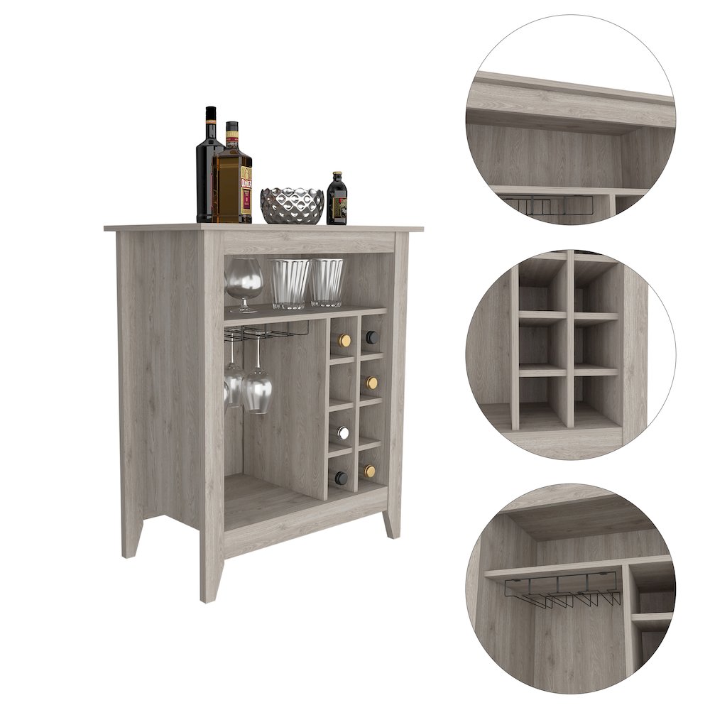 6-Bottle 1-Drawer 1-Shelf Bar Cabinet Light Grey. Picture 1