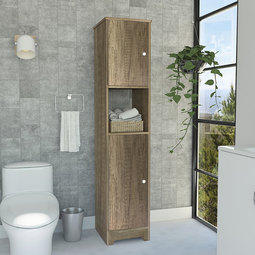 1-Shelf Linen Cabinet Light Oak. Picture 4