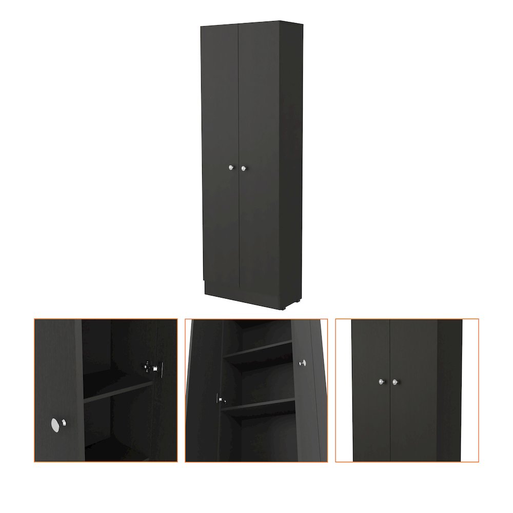 Rectangle 2-Door Storage Tall Cabinet Black Wengue. Picture 1