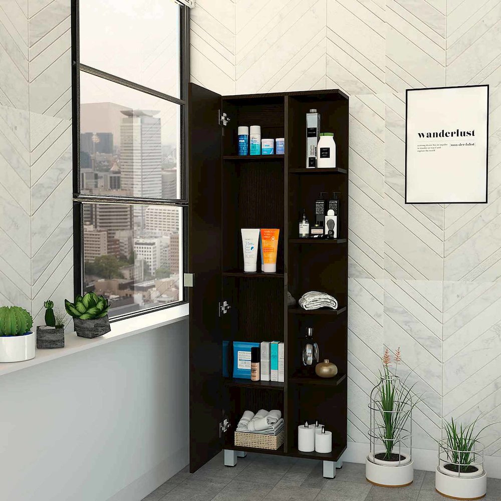 5-Shelf Tall Cabinet Black Wengue. Picture 5