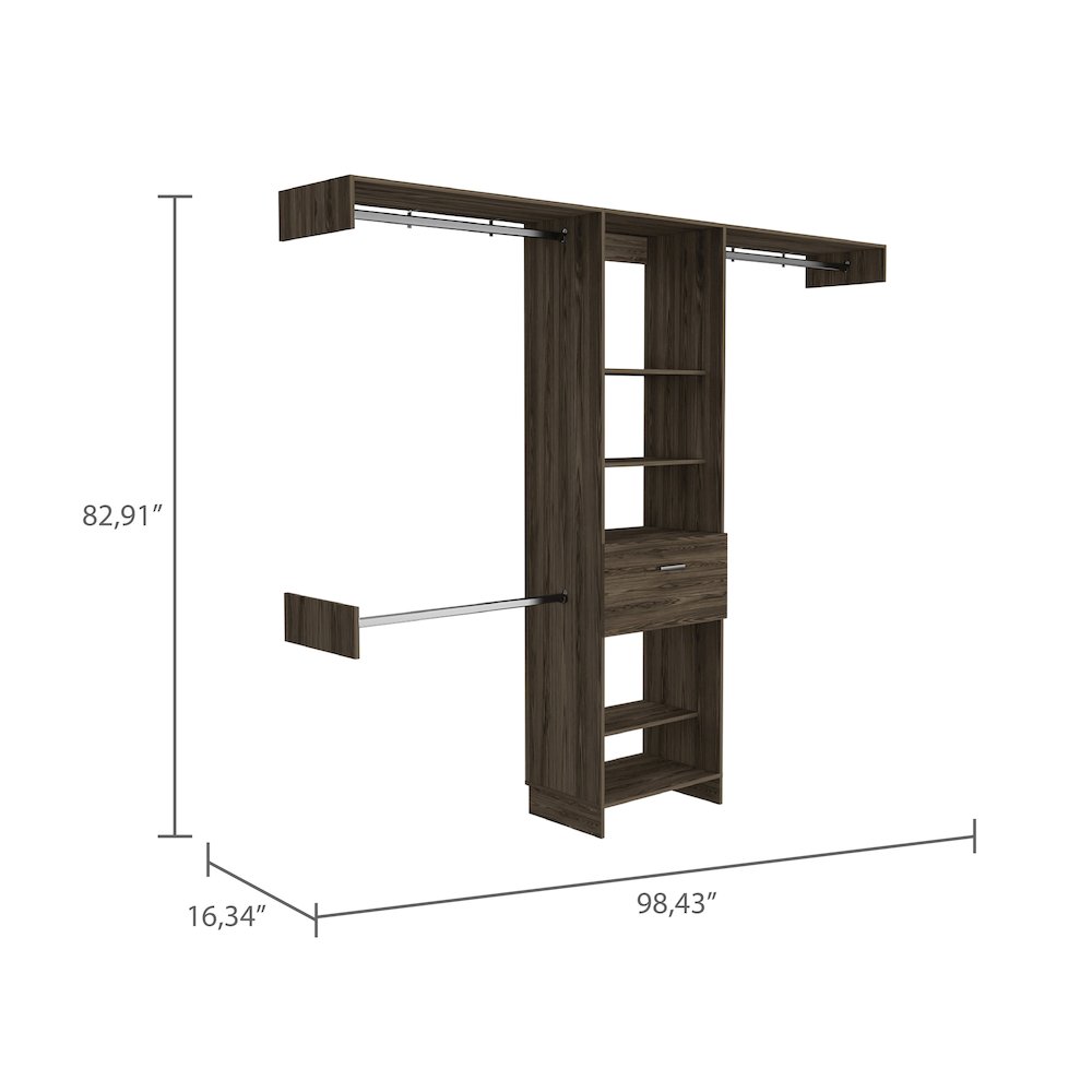 1-Drawer 4-Shelf Closet System Dark Walnut. Picture 3