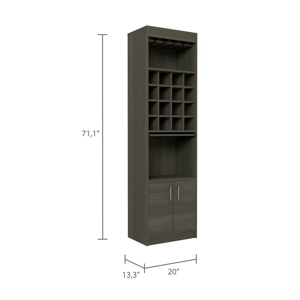 16-Bottle 1-Shelf Bar Cabinet Smokey Oak. Picture 3