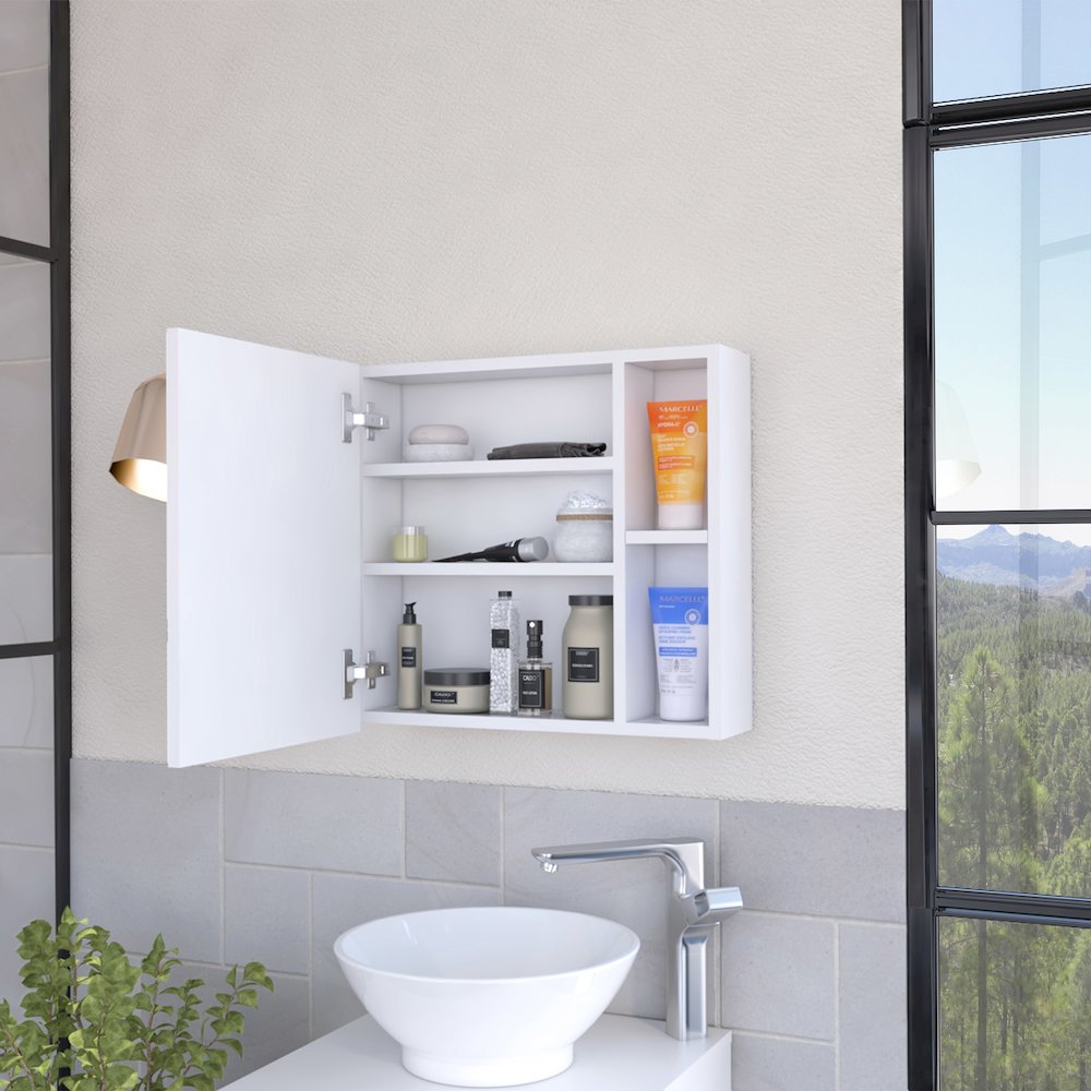 2-Shelf Medicine Cabinet with Mirror White. Picture 5