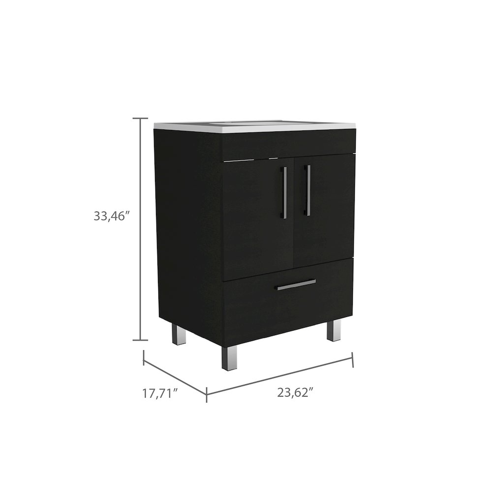 2-Door Rectangle Single Bathroom Vanity Black Wengue. Picture 3