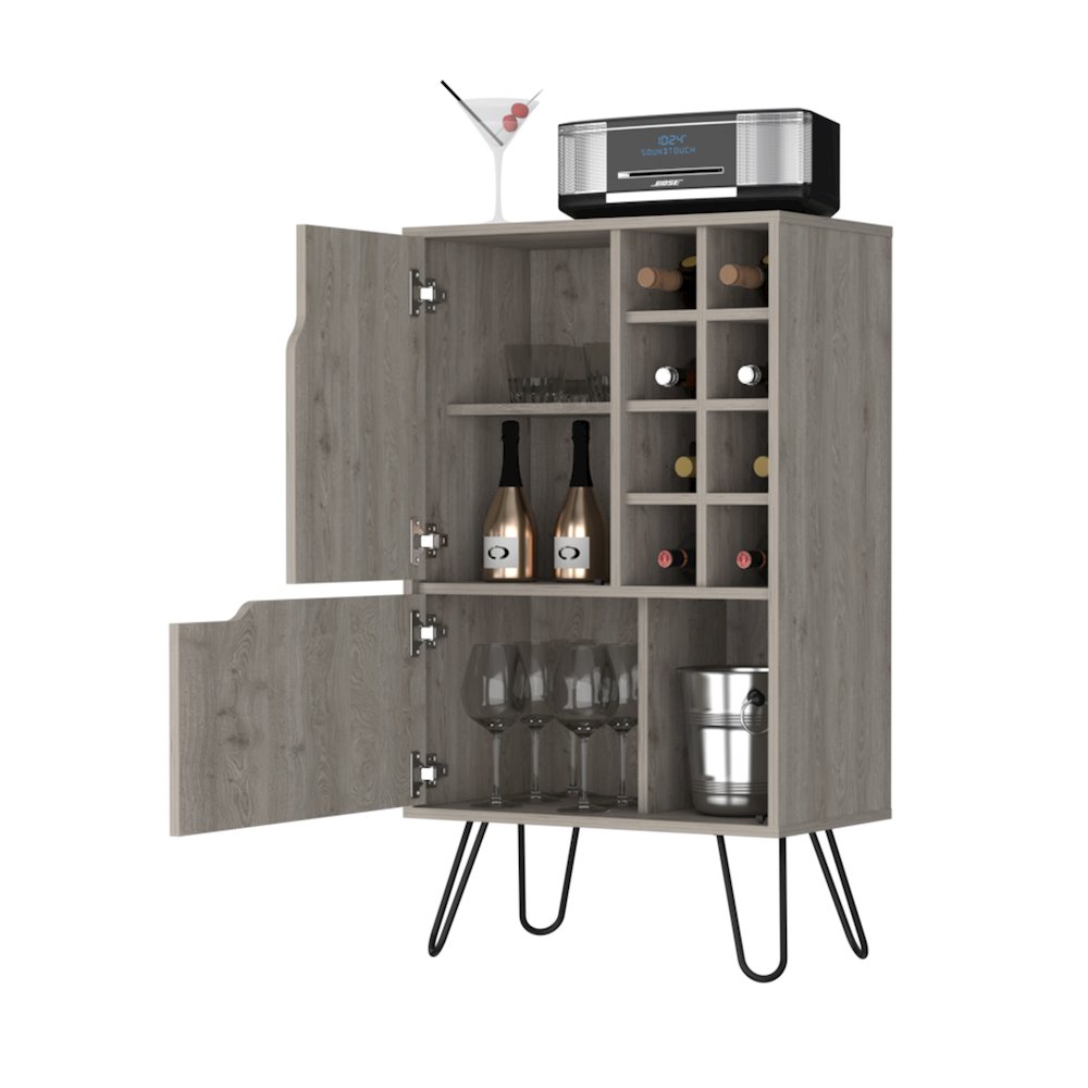 8-Bottle Rectangle Bar Cabinet White. Picture 2