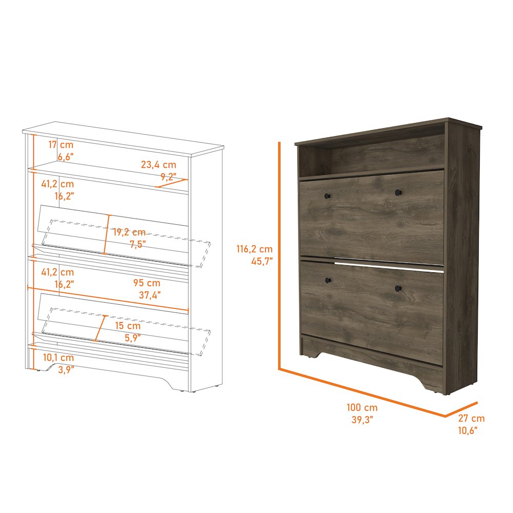 2-Shelf Shoe Rack Dark Brown. Picture 7