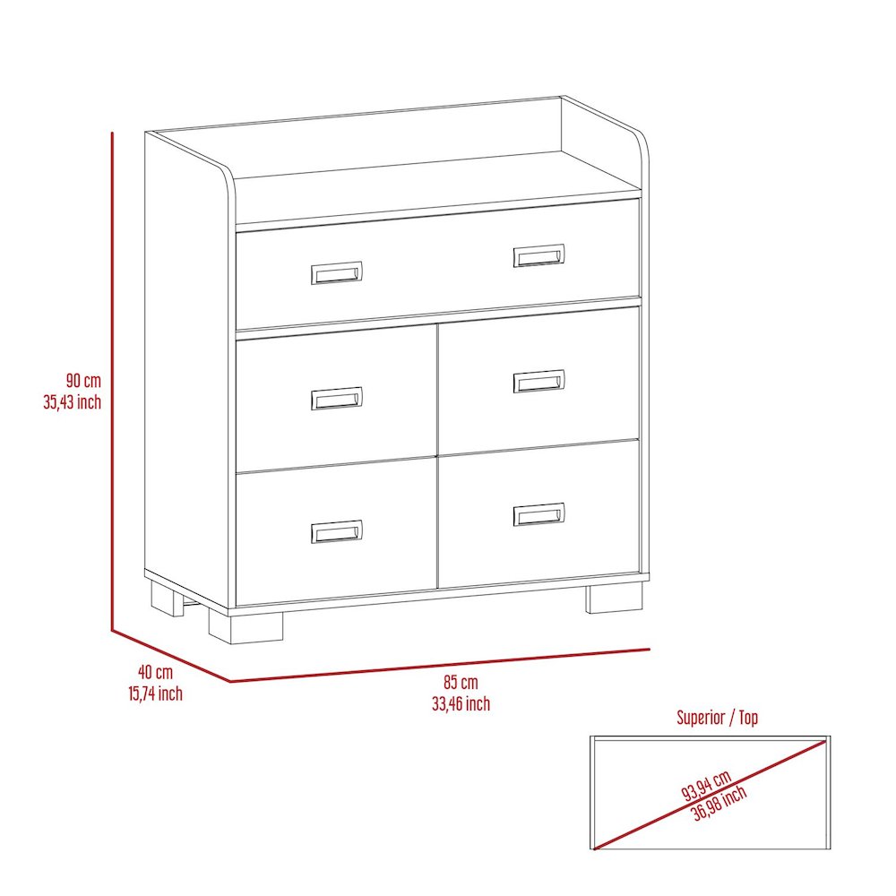5-Drawer Dresser White. Picture 6