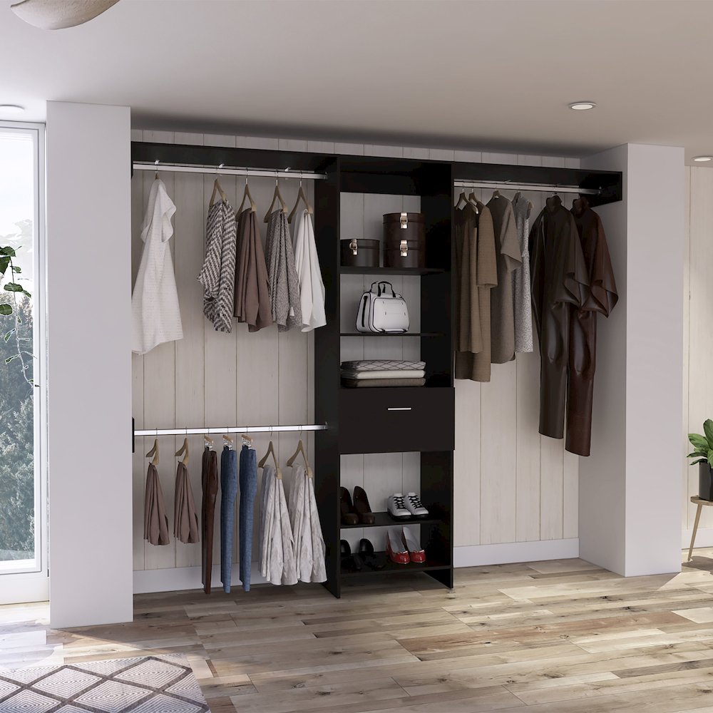 1-Drawer 4-Shelf Closet System Black Wengue. Picture 4