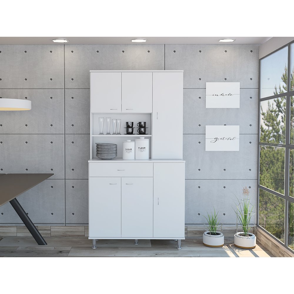 1-Shelf 1-Drawer Pantry Cabinet White. Picture 4