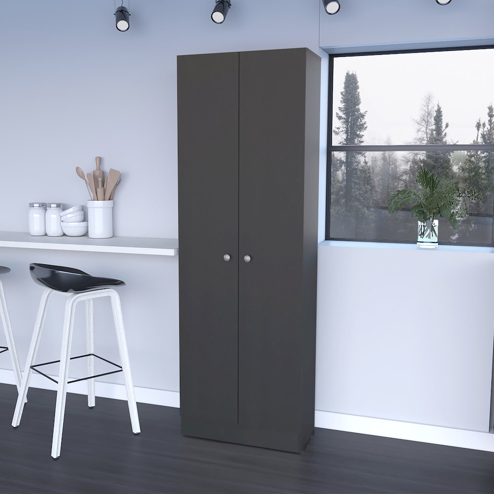 Rectangle 2-Door Storage Tall Cabinet Black Wengue. Picture 4