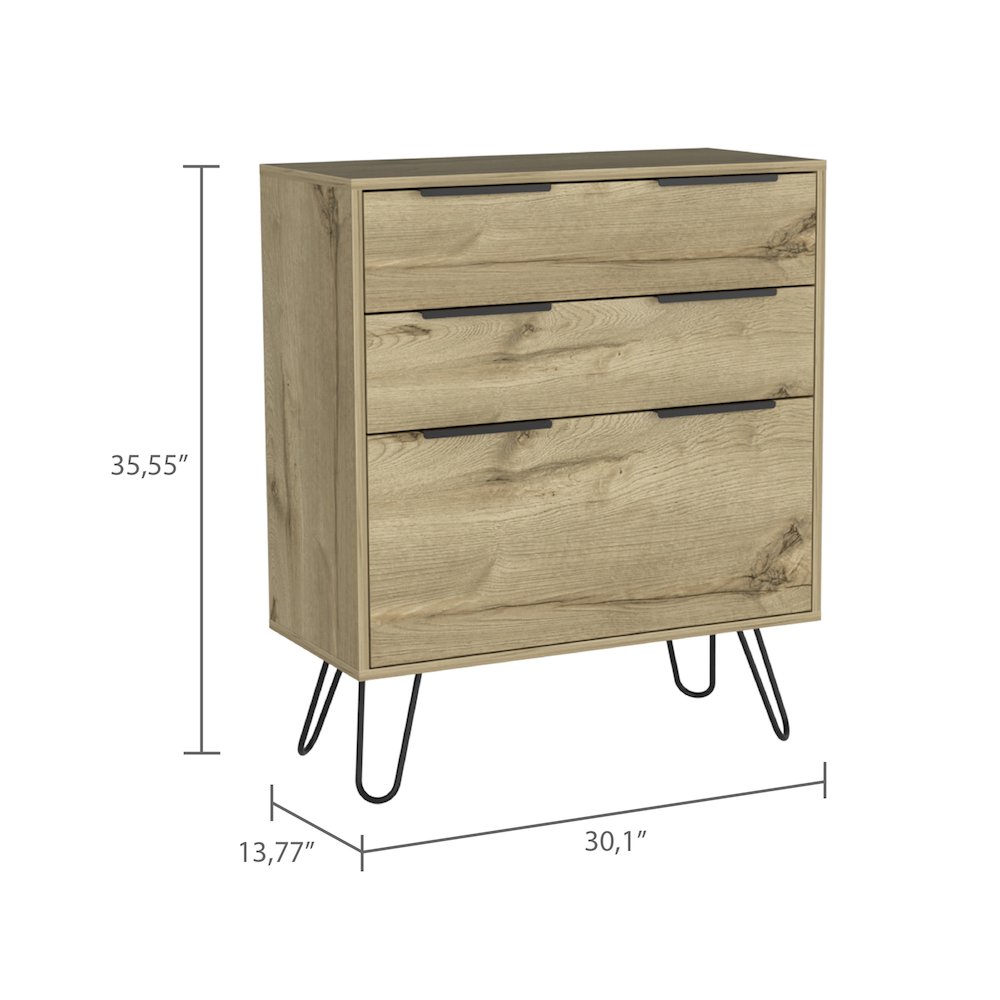 3-Drawer Dresser Light Oak. Picture 3