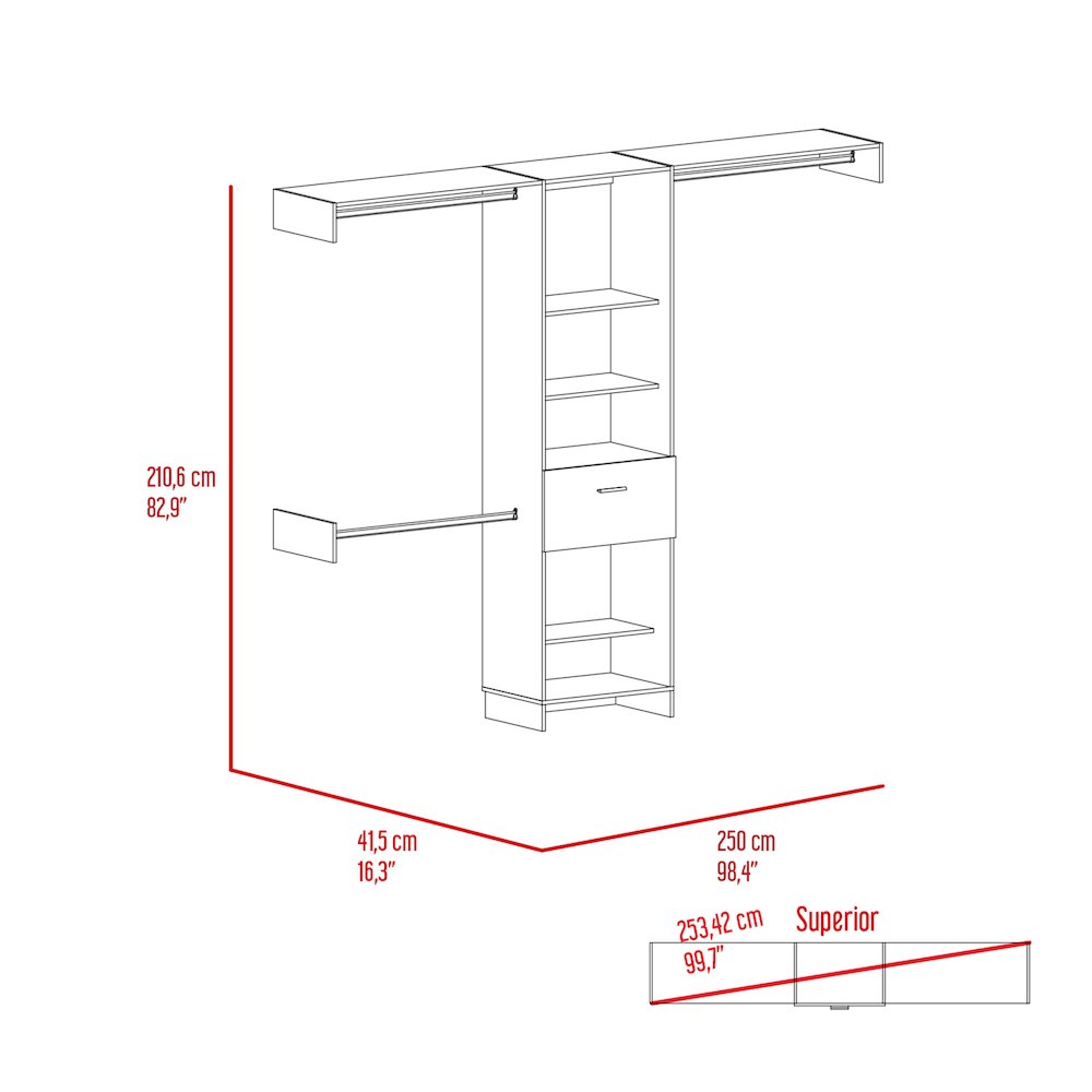 1-Drawer 4-Shelf Closet System Dark Walnut. Picture 6