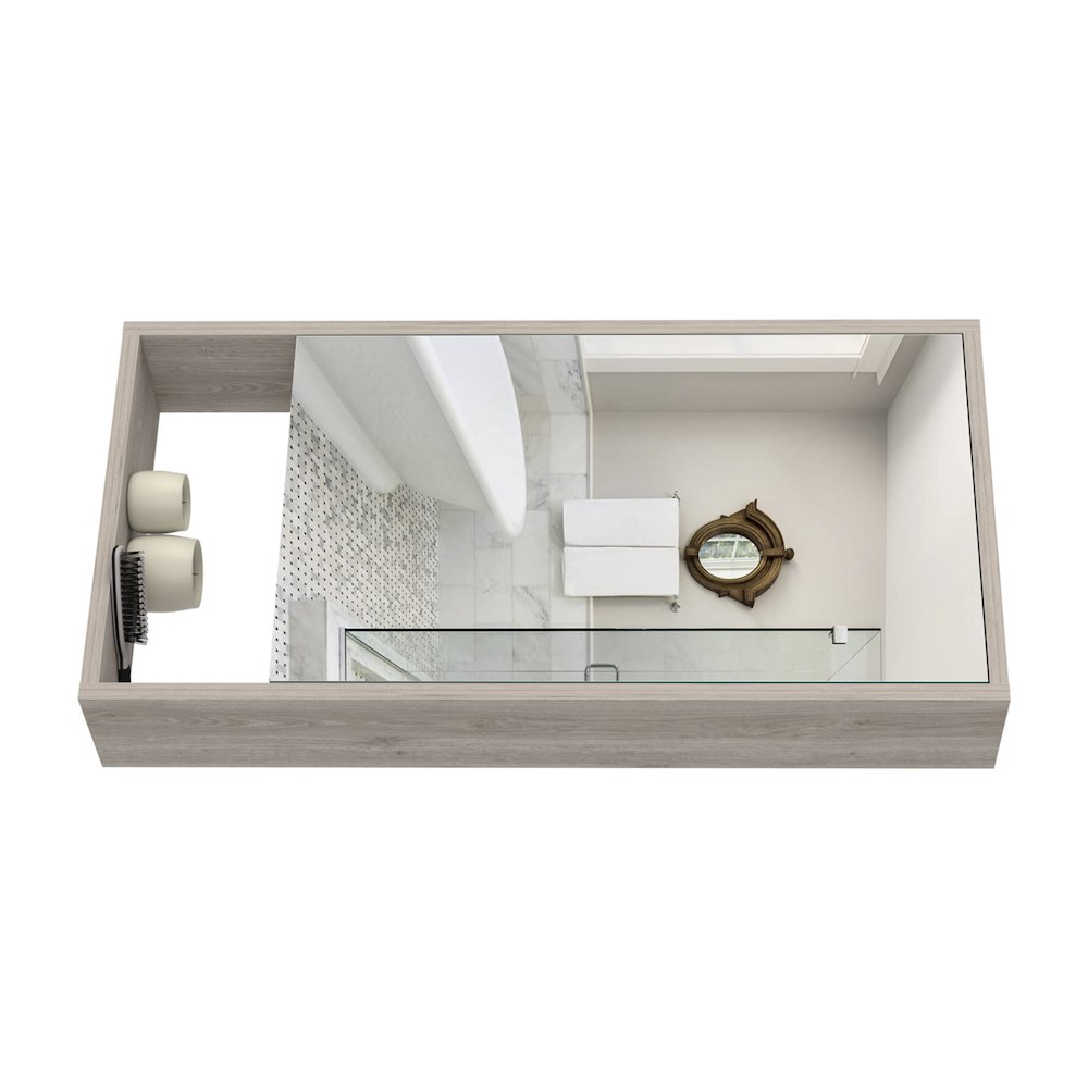 Rectangle Medicine Cabinet with Mirror Light Grey. Picture 3