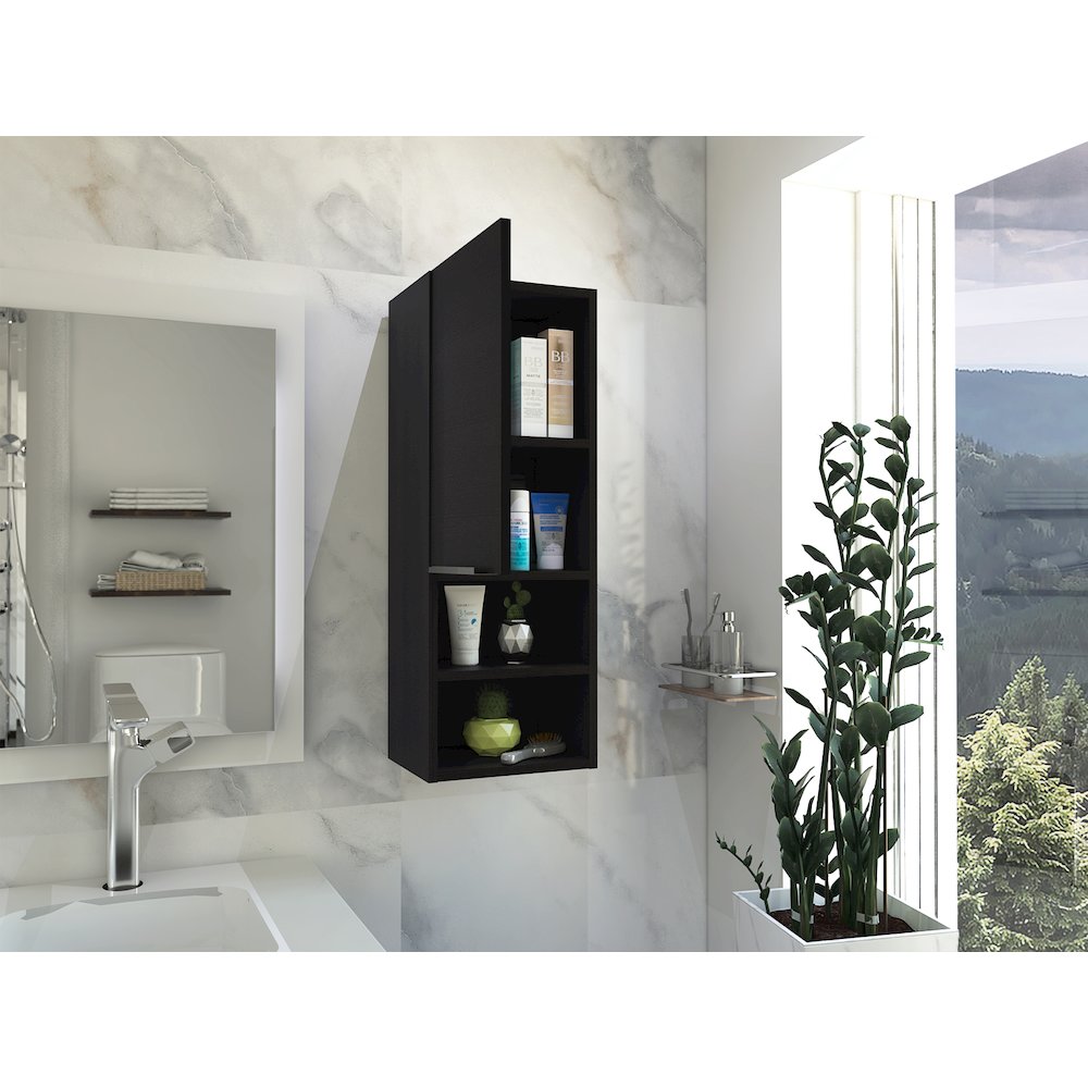 Rectangle 2-Shelf Medicine Cabinet Black Wengue. Picture 6