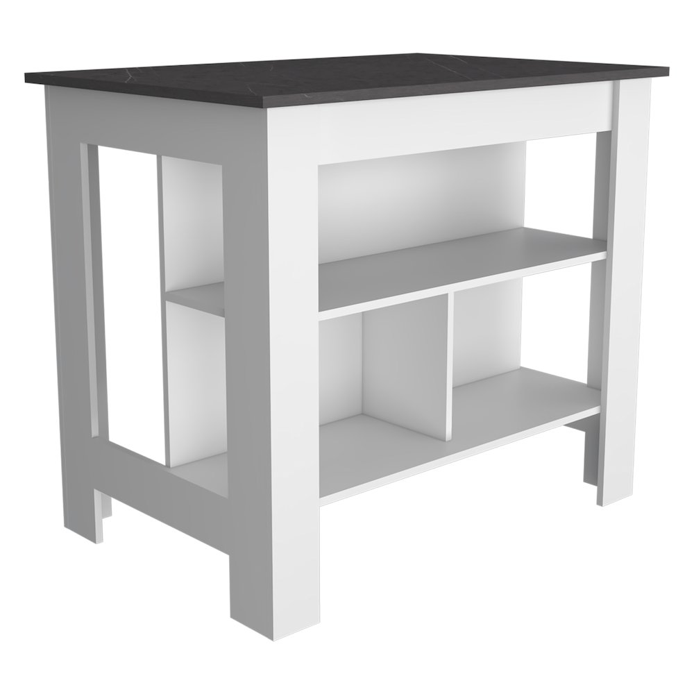 3-Shelf Kitchen Island White and Onix. Picture 1
