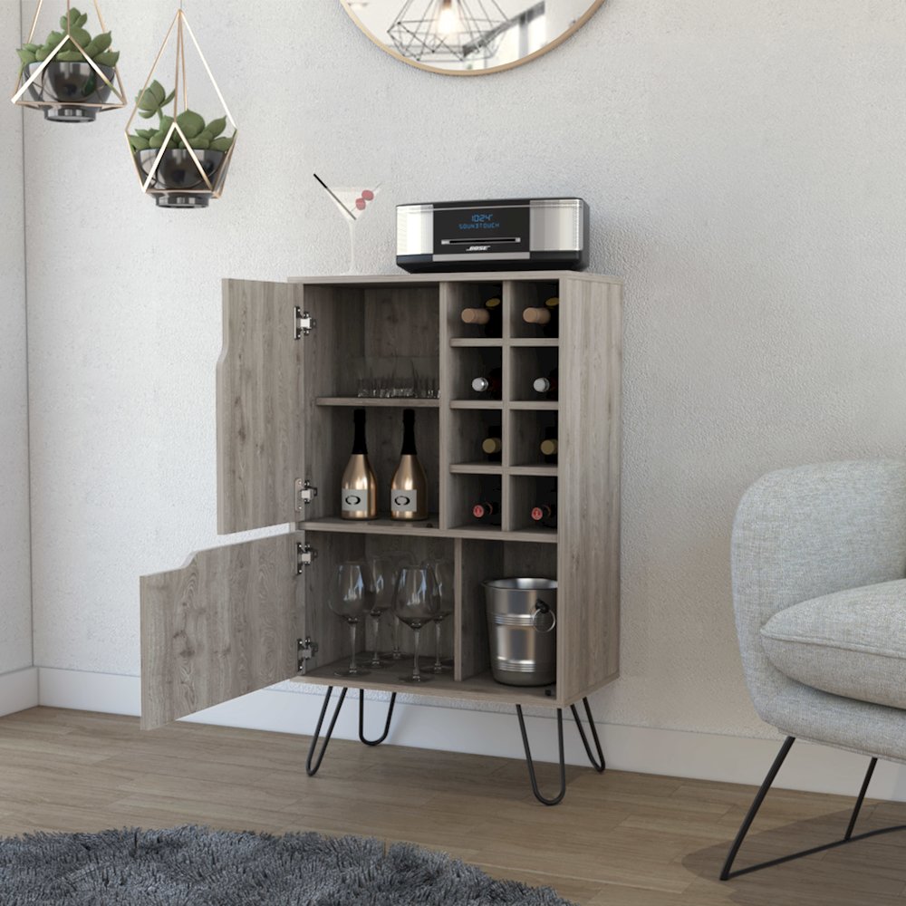 8-Bottle Rectangle Bar Cabinet White. Picture 5