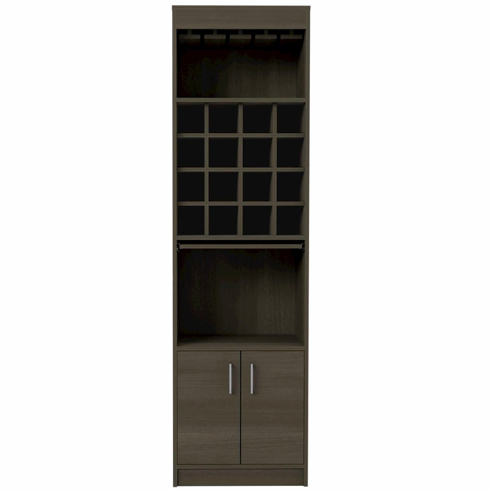 16-Bottle 1-Shelf Bar Cabinet Smokey Oak. Picture 2