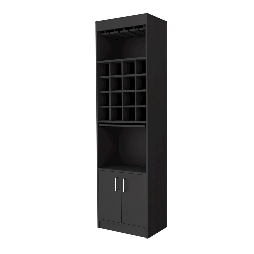 16-Bottle 1-Shelf Bar Cabinet Black Wengue. Picture 1