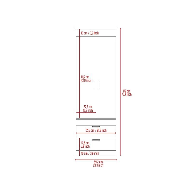 2-Drawer Armoire Light Gray. Picture 6