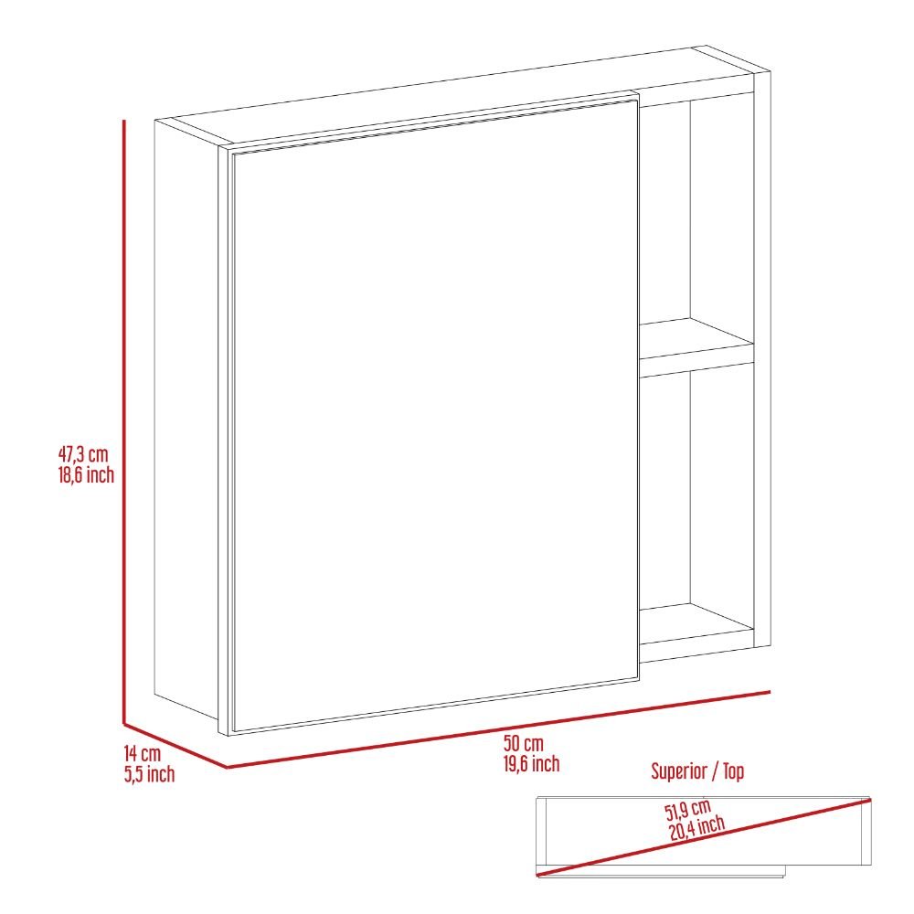 2-Shelf Medicine Cabinet with Mirror Black Wengue. Picture 6