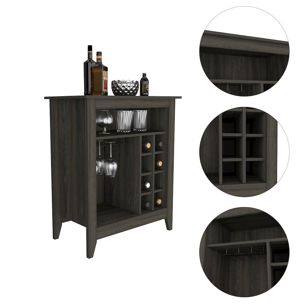 6-Bottle 1-Drawer 1-Shelf Bar Cabinet Carbon Espresso. Picture 1