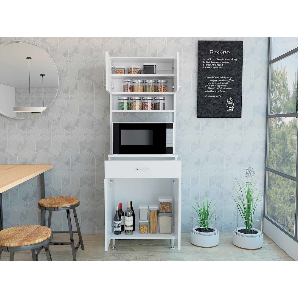 1-Drawer 1-Shelf Area Pantry with Adjustable Metal Legs Black Wengue. Picture 5