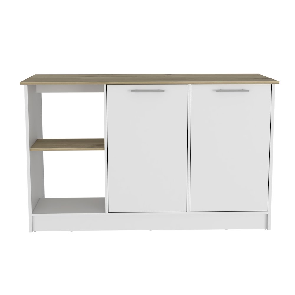 2-Shelf Kitchen Island Light Oak and White. Picture 2