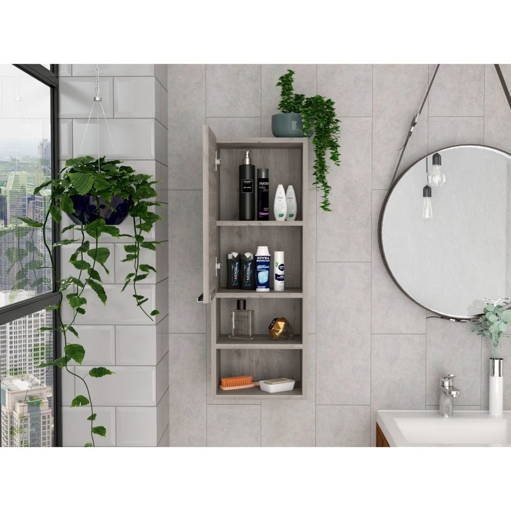 2-Shelf Bathroom Cabinet Light Grey. Picture 5